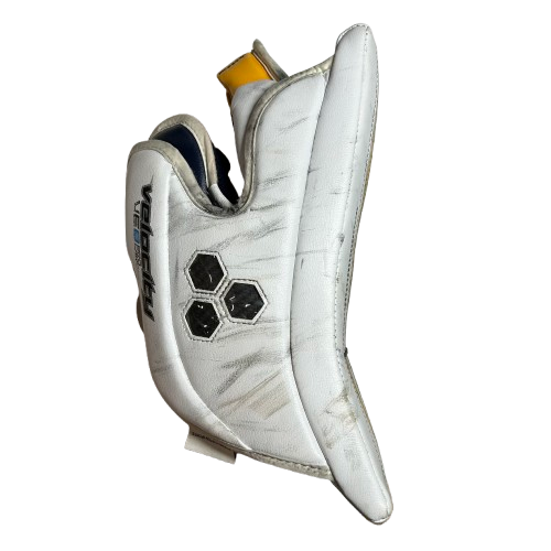 Bloqueur de gardien Vaughn Velocity VE8 Pro Carbon d'occasion (blanc/jaune/bleu)